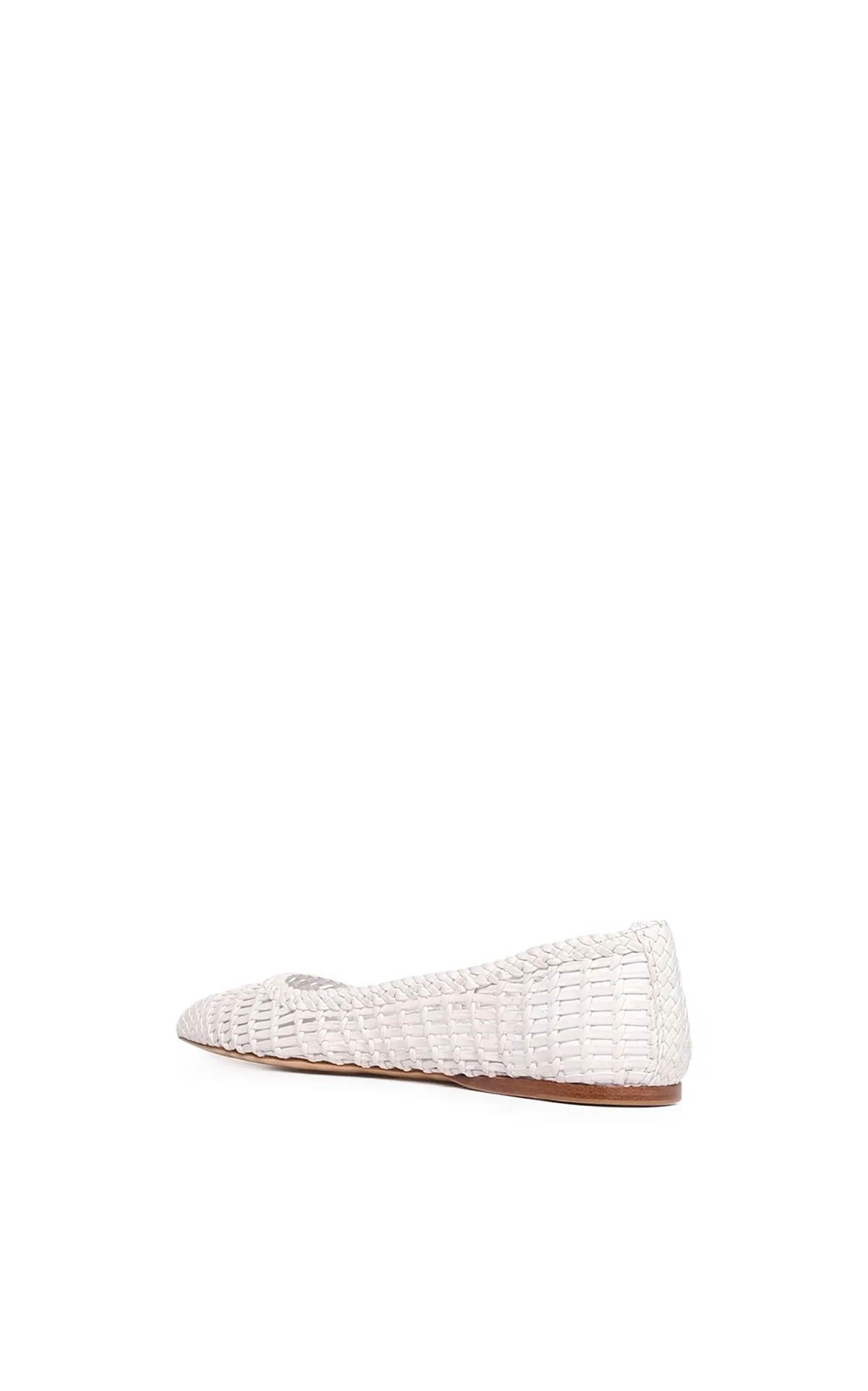 Aurora Braided Flat Shoe in Pearlized White Leather