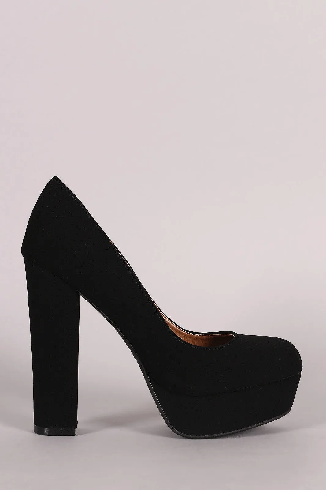 Bamboo Nubuck Chunky Heeled Platform Pump