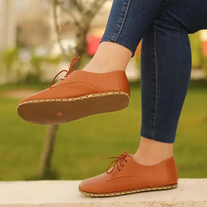 Barefoot Oxford Shoes Women - Laced Antique Brown