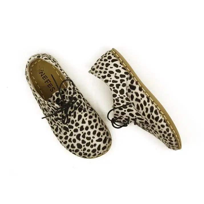 Barefoot Oxford Shoes Women - Laced Leopard Style