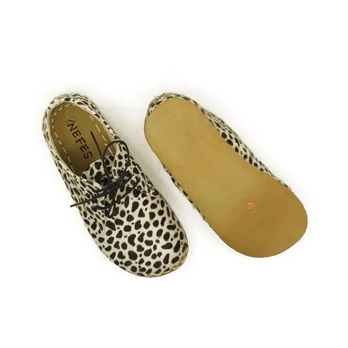 Barefoot Oxford Shoes Women - Laced Leopard Style