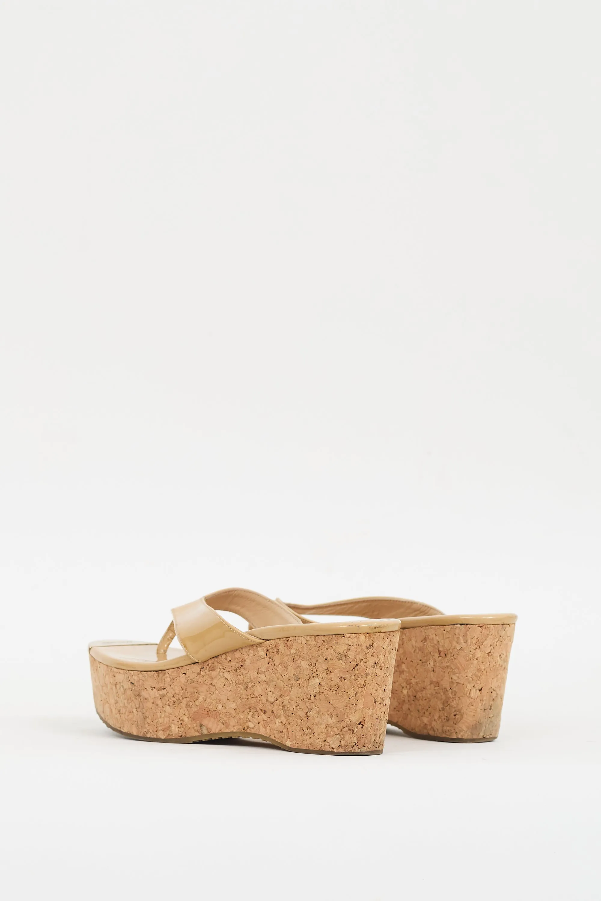 Beige Patent & Cork Pathos Wedge Sandal