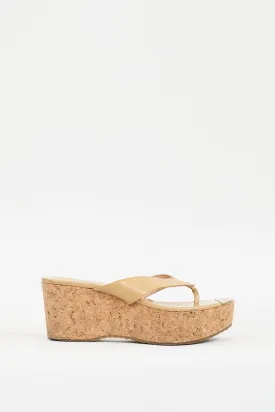 Beige Patent & Cork Pathos Wedge Sandal