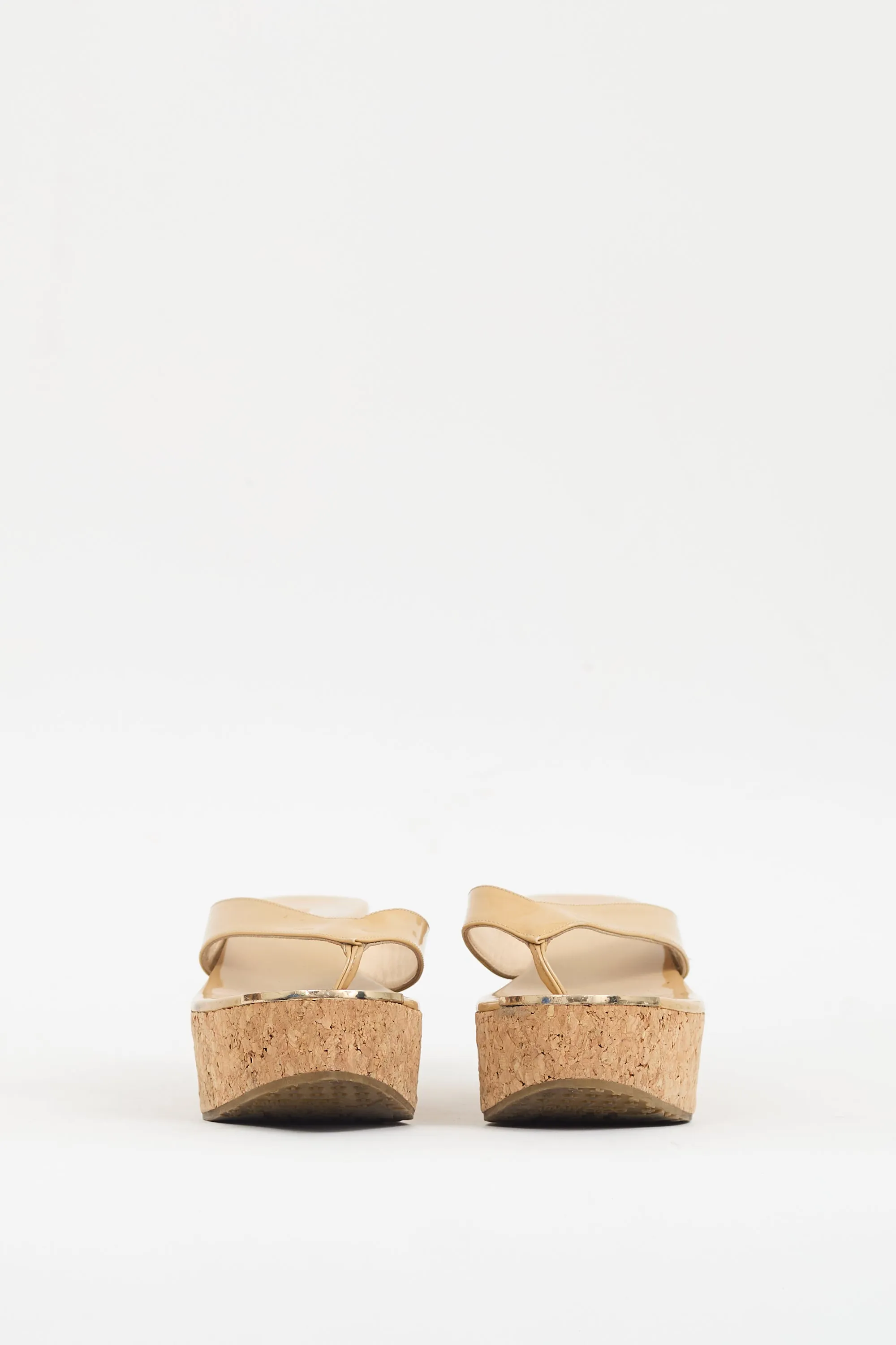 Beige Patent & Cork Pathos Wedge Sandal