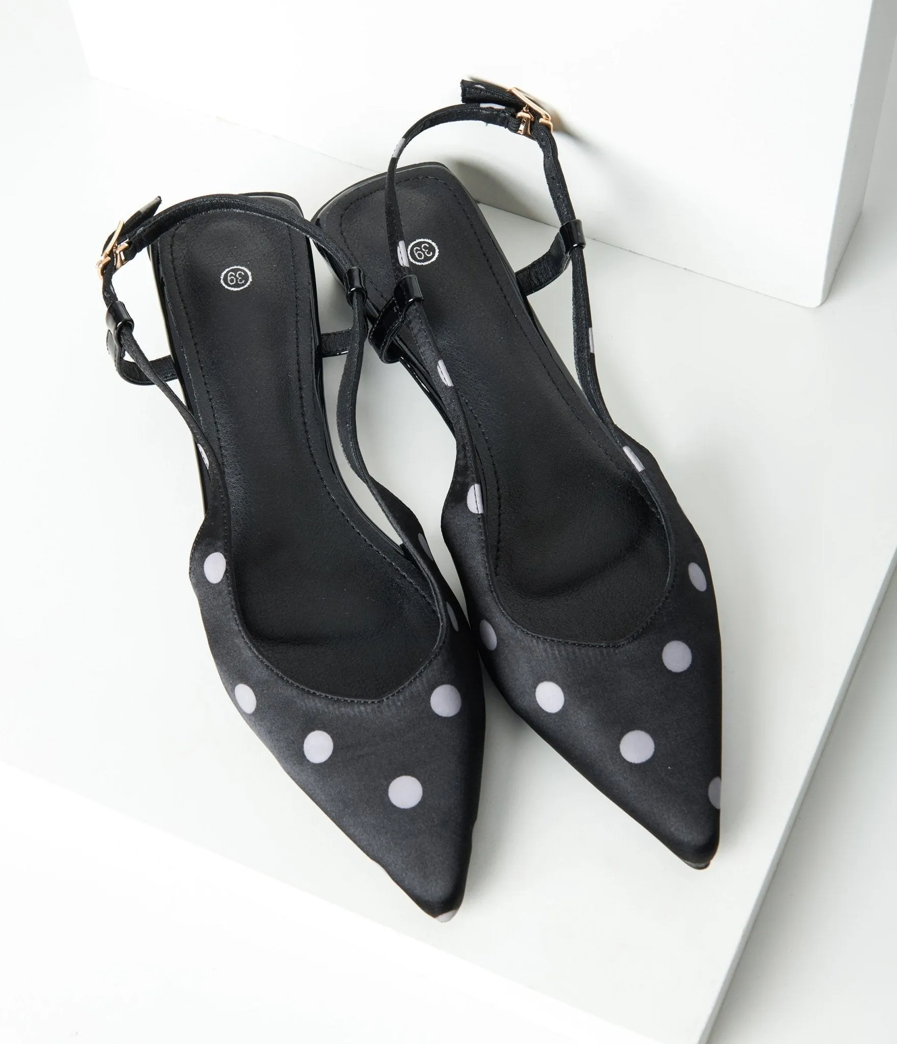 Black & White Polka Dot Slingback Flats