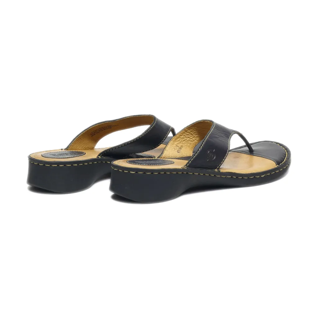 Born Flip Flops Leather Black Colour For Women