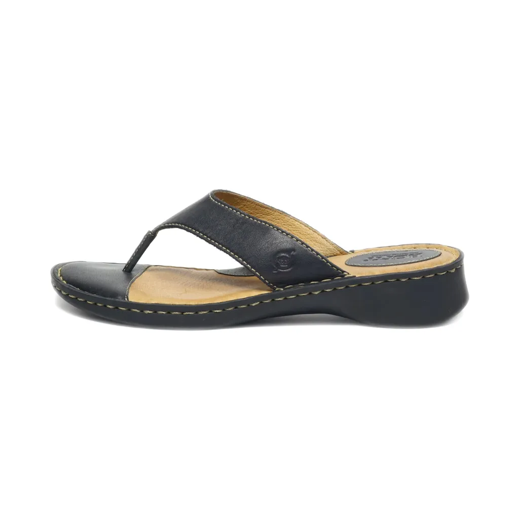 Born Flip Flops Leather Black Colour For Women