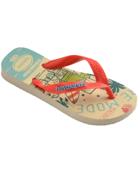 Boys Minecraft Flip Flops in Beige & Orange