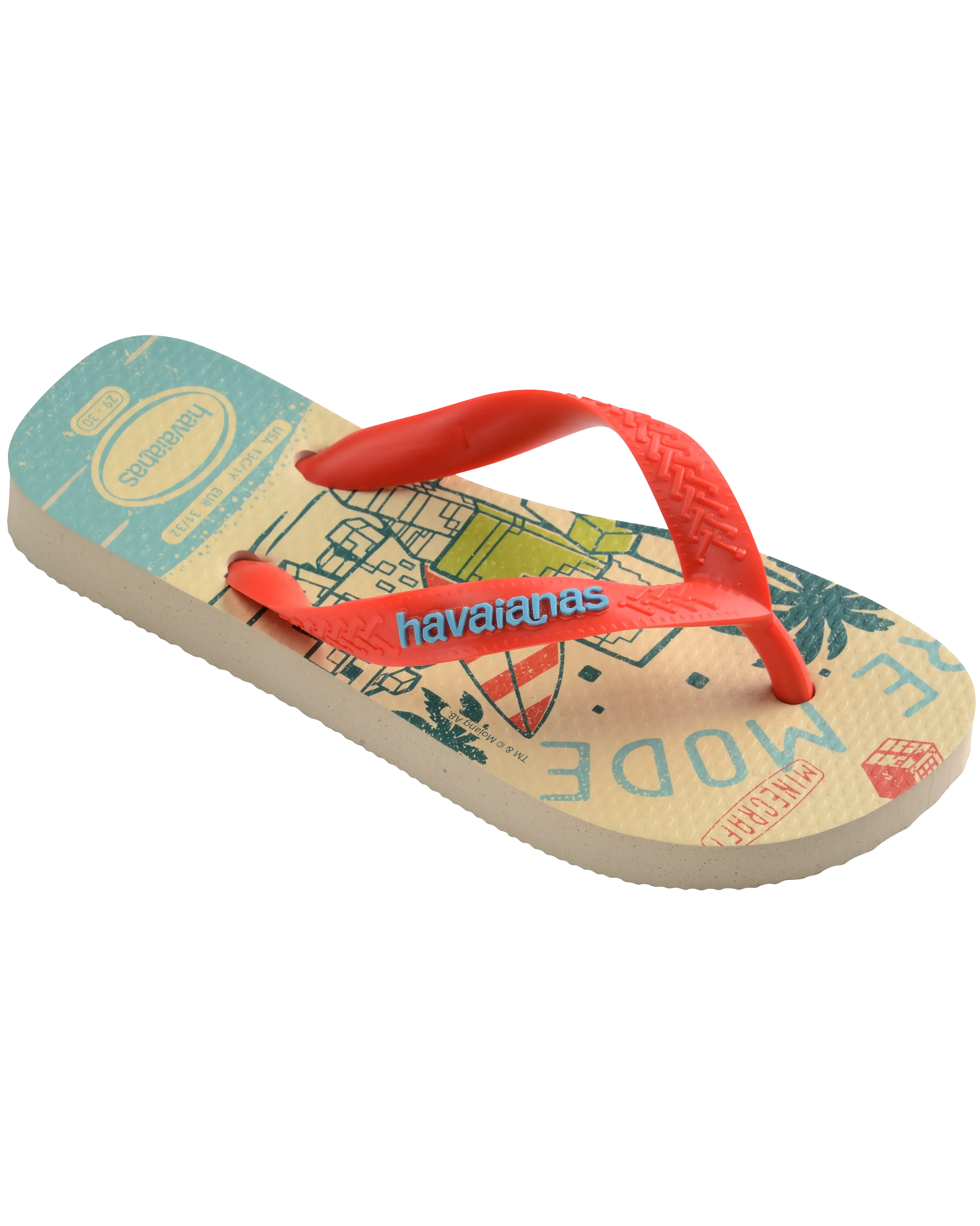 Boys Minecraft Flip Flops in Beige & Orange