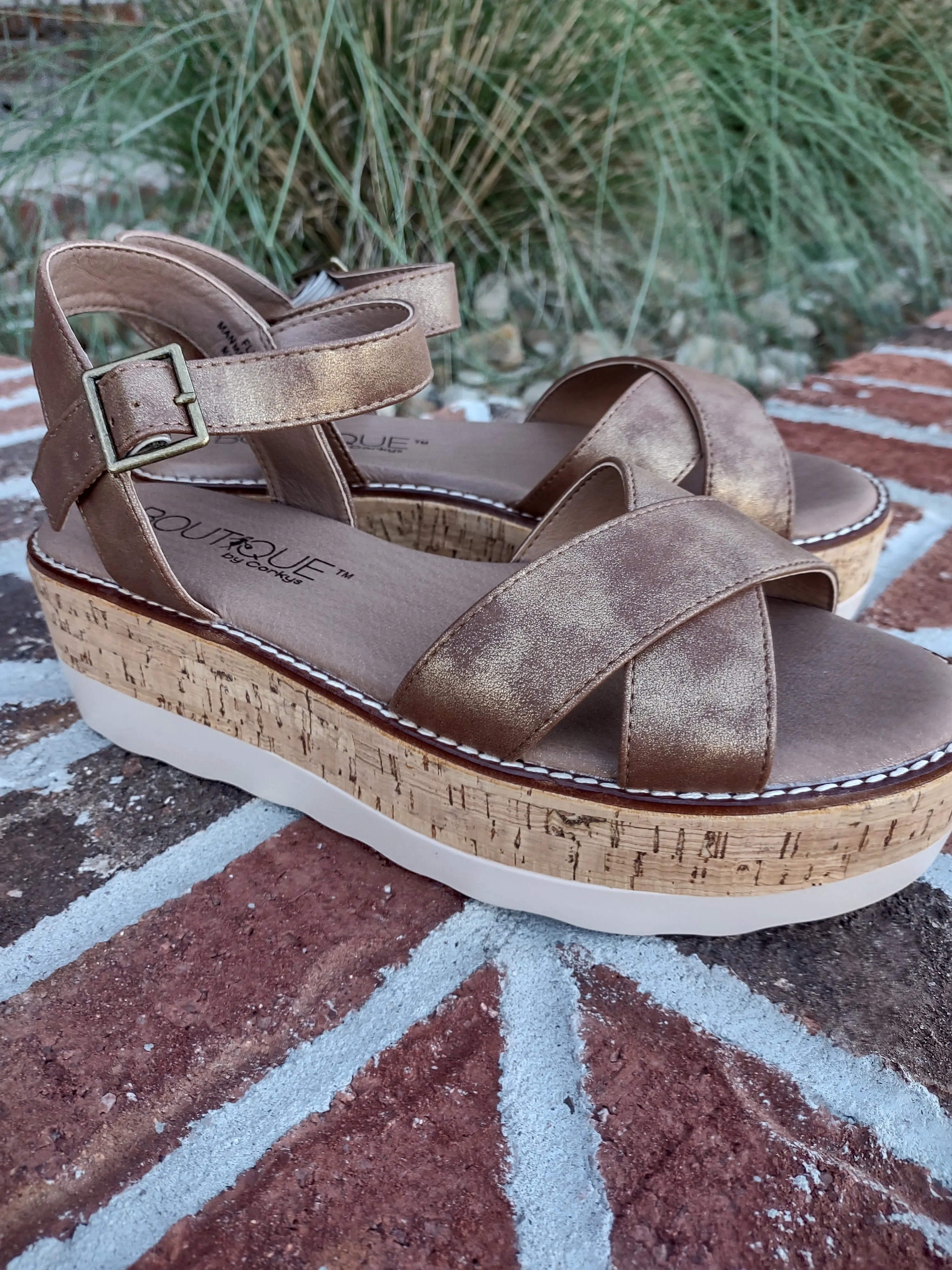 Brown Cork Wedge Sandal | Boutique By Corky’s Fluffie