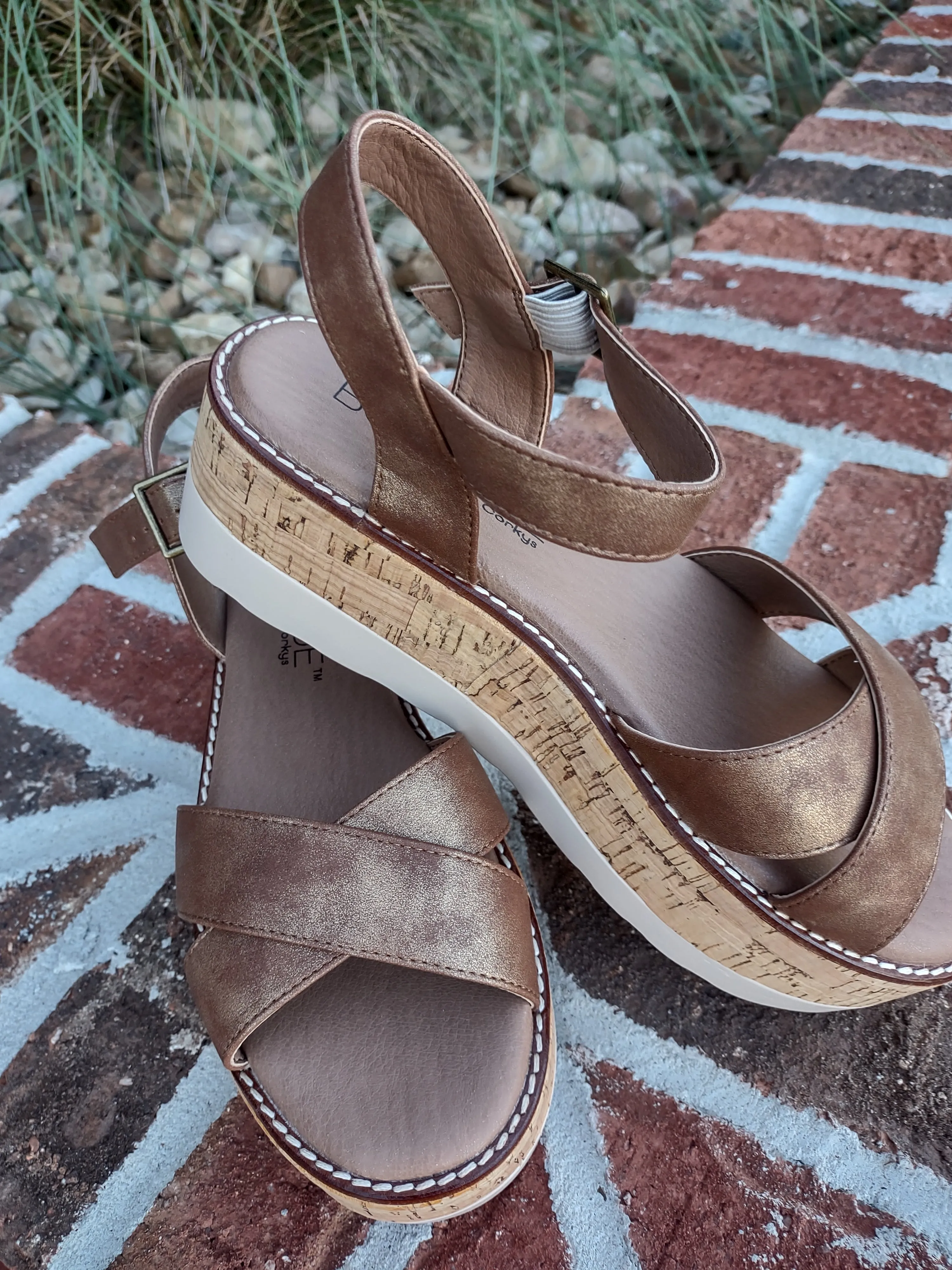 Brown Cork Wedge Sandal | Boutique By Corky’s Fluffie