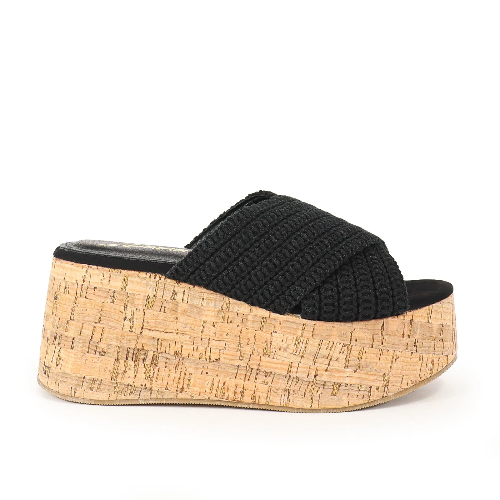 CASA-1 Black Woven Criss Cross Vamp