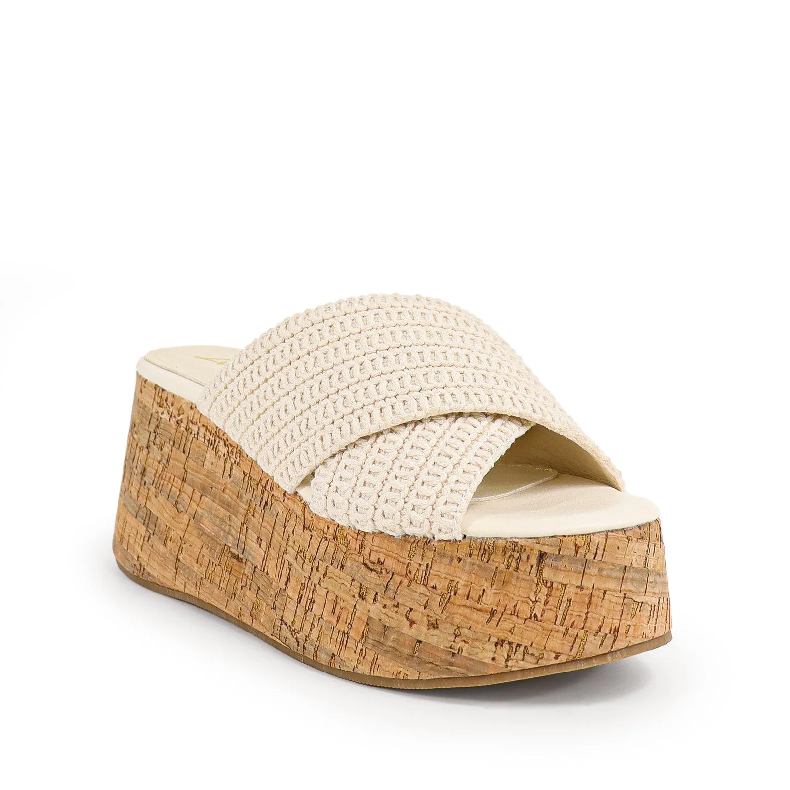 CASA-1 Cream Woven Criss Cross Vamp