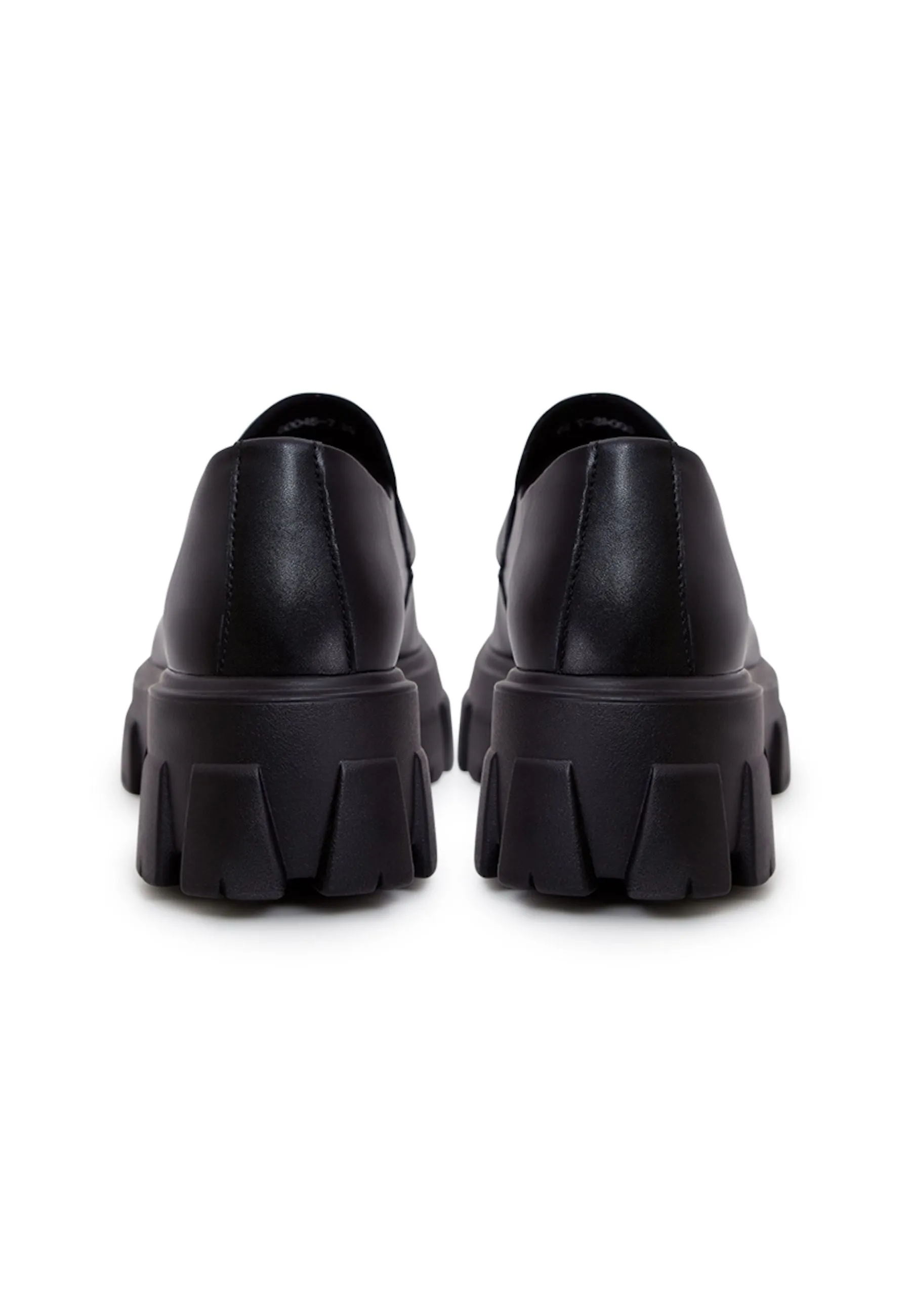 Chunky Leather Platform Loafers - Black