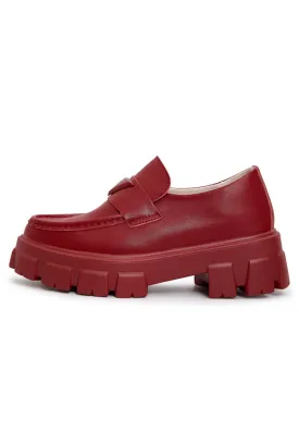 Chunky Leather Platform Loafers - Bordeaux