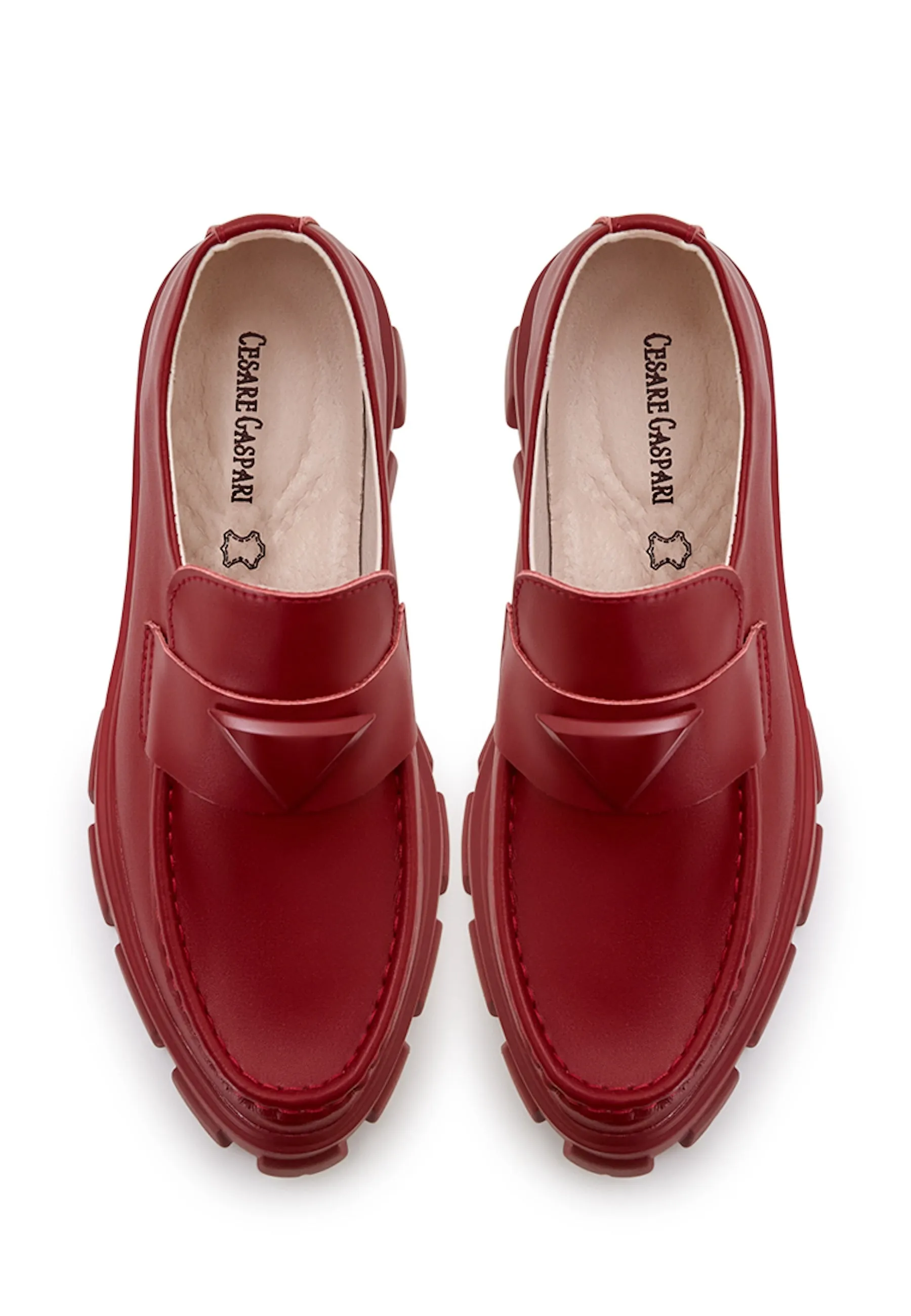 Chunky Leather Platform Loafers - Bordeaux