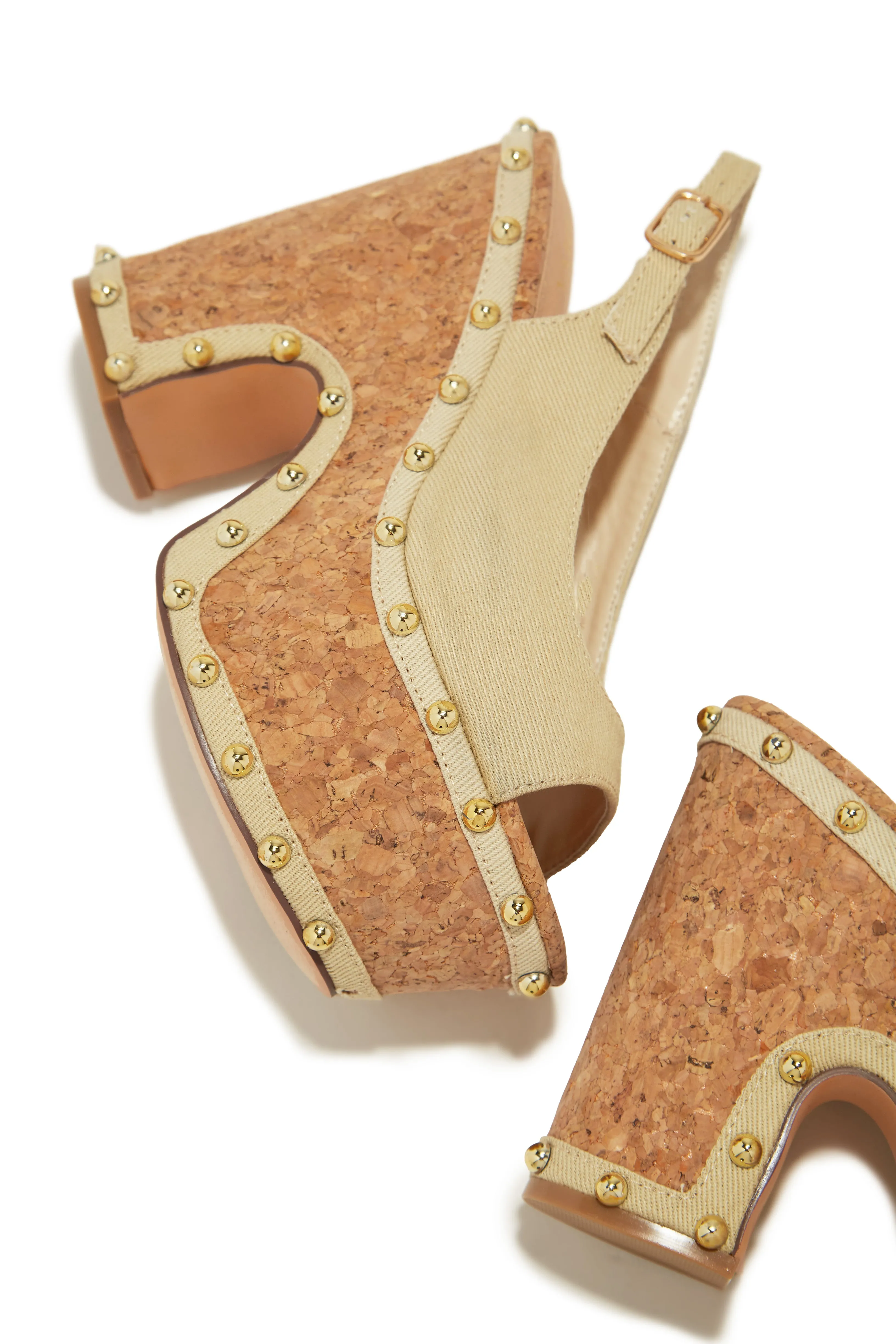 Clarisse Platform Block Heels - Nude