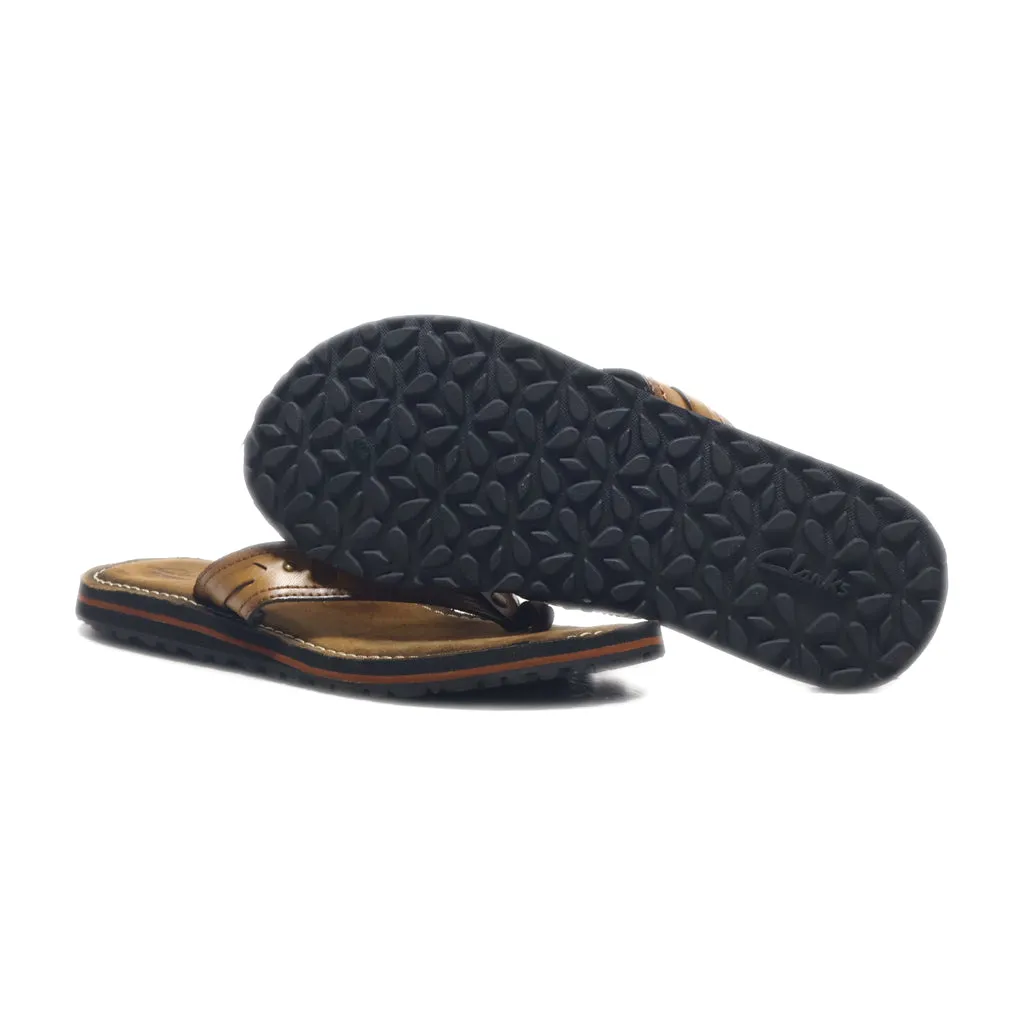 Clarks Fenner Nerice Flip Flops Leather Brown Colour For Women