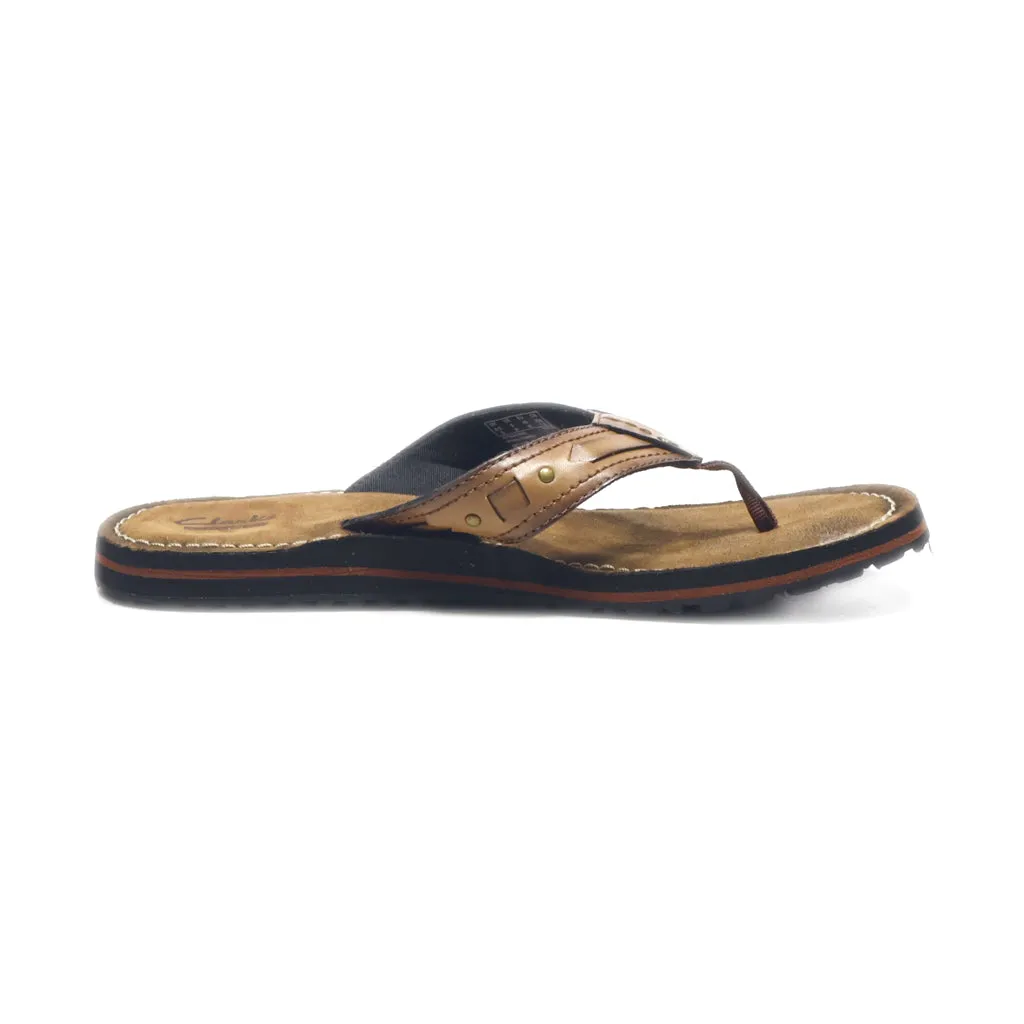 Clarks Fenner Nerice Flip Flops Leather Brown Colour For Women