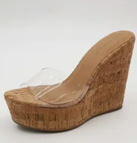 Clear Natural Cork Platform Wedges