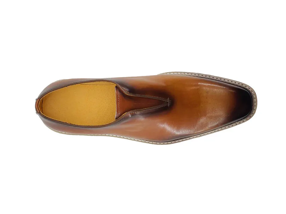 Cognac Carrucci Men's Shoes Laceless Slip-On Loafer with Contrast Color Style No: K55S0-08