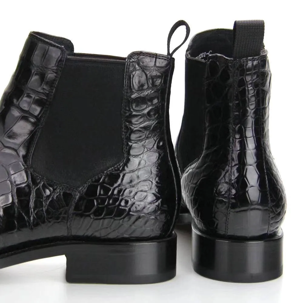 Crocodile Shoes Handmade Crocodile Skin Leather Chelsea Boots