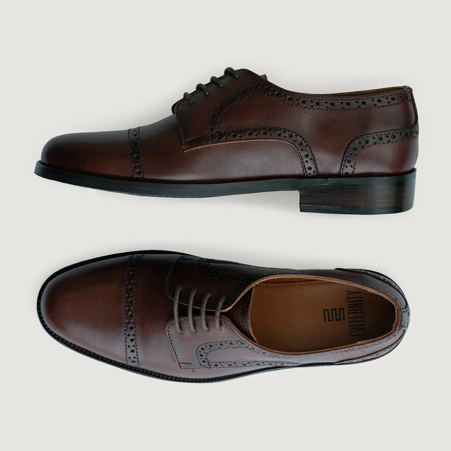 Dirk Brogues Derby Burnished Brown Leather Shoes