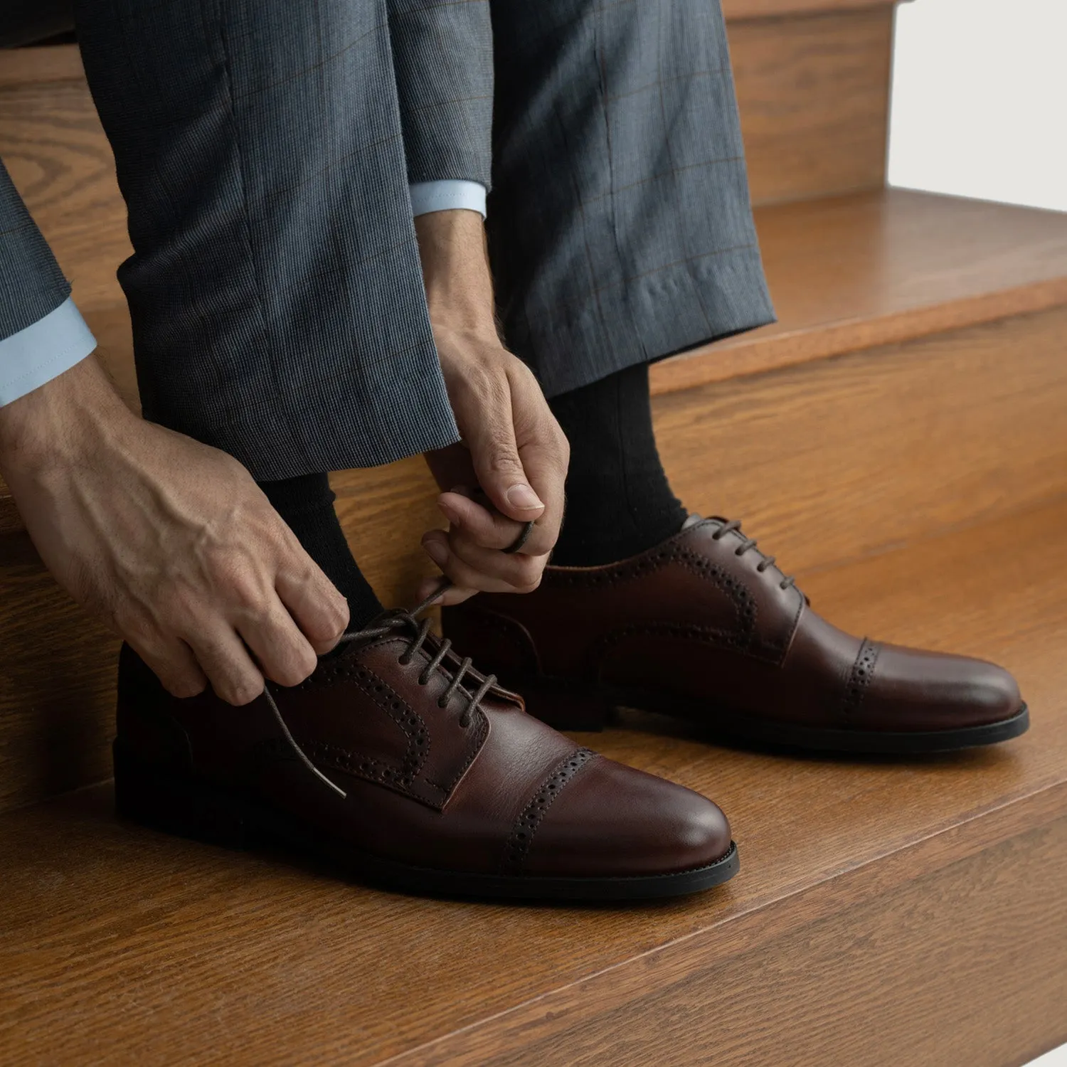 Dirk Brogues Derby Burnished Brown Leather Shoes