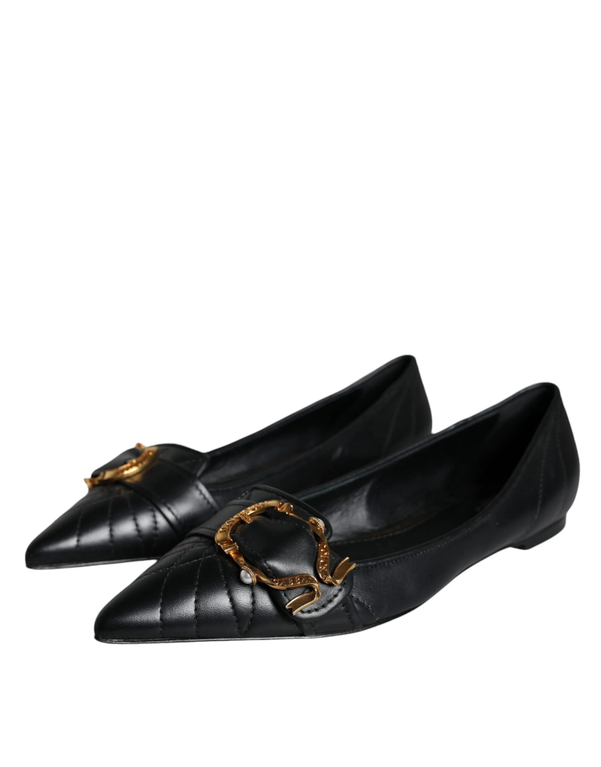 Dolce & Gabbana Devotion Leather Ballerina Flats