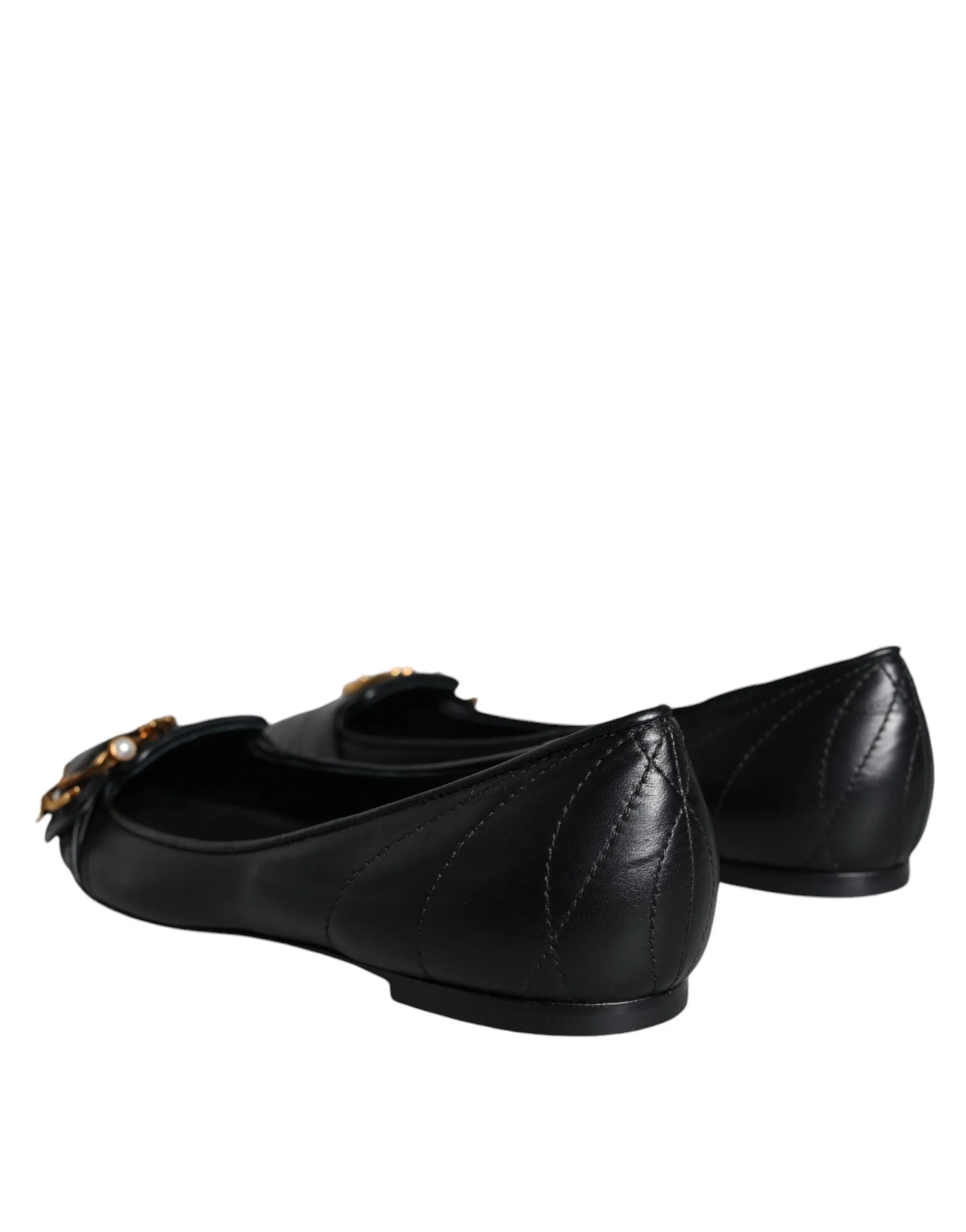 Dolce & Gabbana Devotion Leather Ballerina Flats