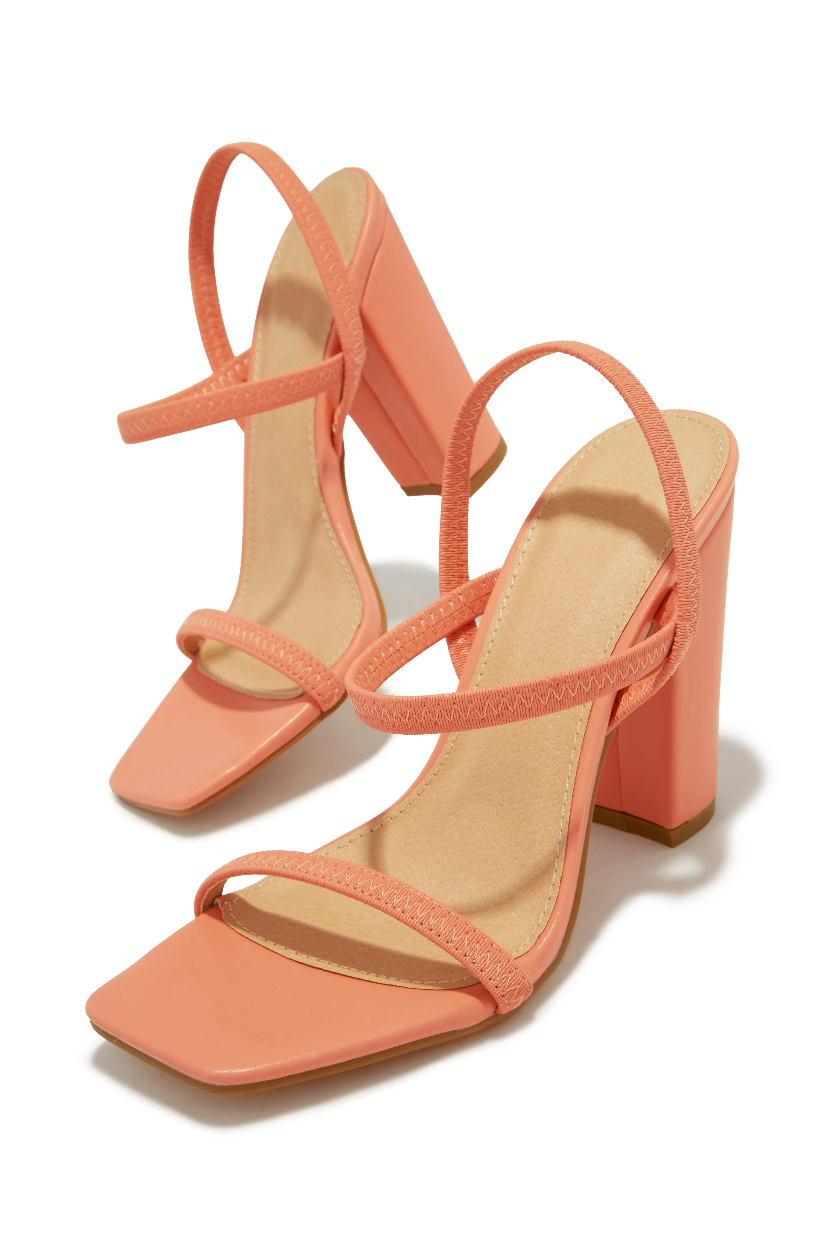 Emerie Slingback Block High Heels - Coral