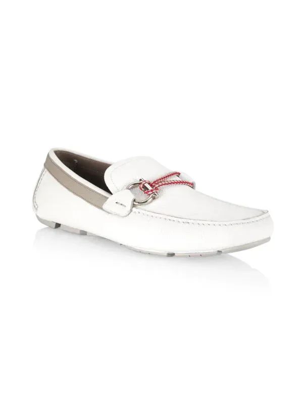 Ferragamo Front 4 Men's Driving Loafers White