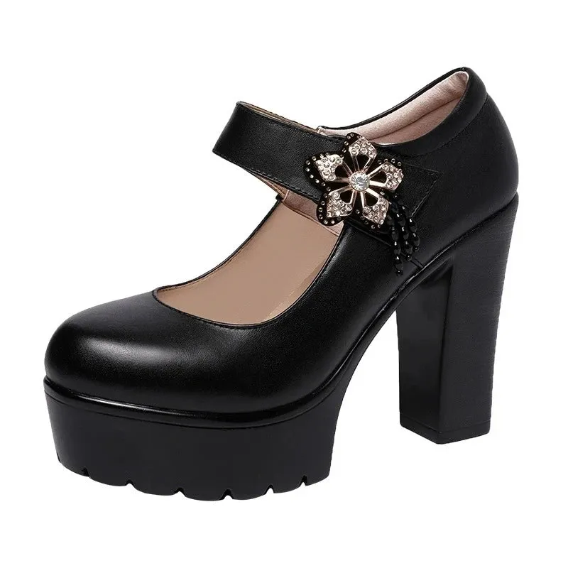 Funki Buys | Shoes | Women's Flower Buckle Mary Janes Heels