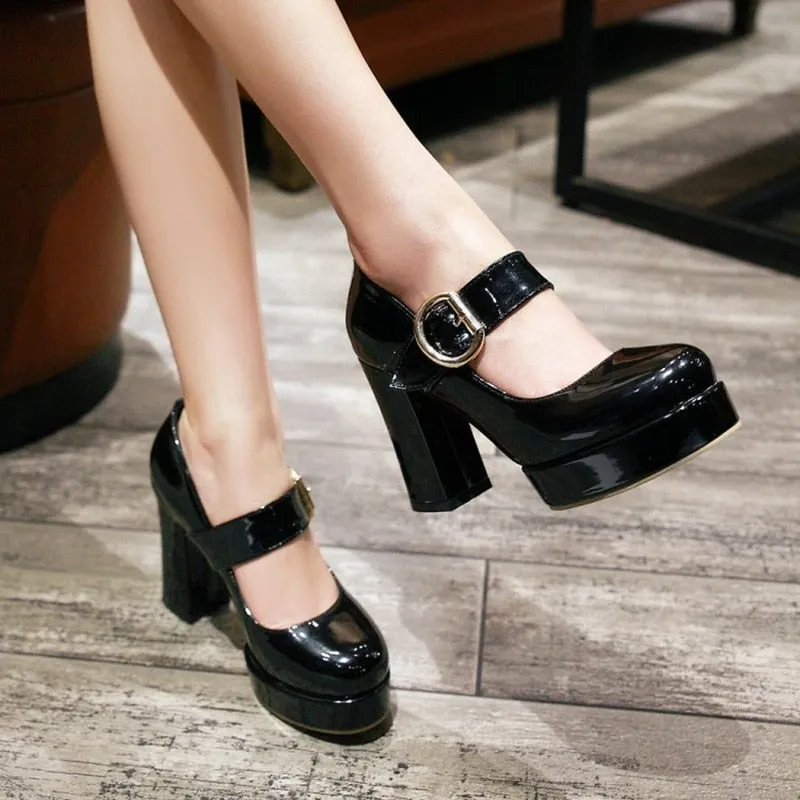 Funki Buys | Shoes | Women's Patent Mary Jane Platform Pump