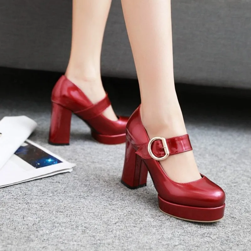 Funki Buys | Shoes | Women's Patent Mary Jane Platform Pump