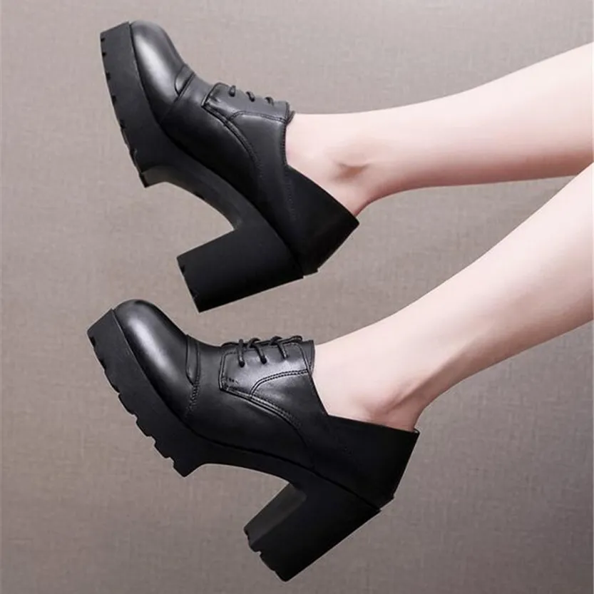 Funki Buys | Shoes | Women's Real Leather Mary Jane Platforms