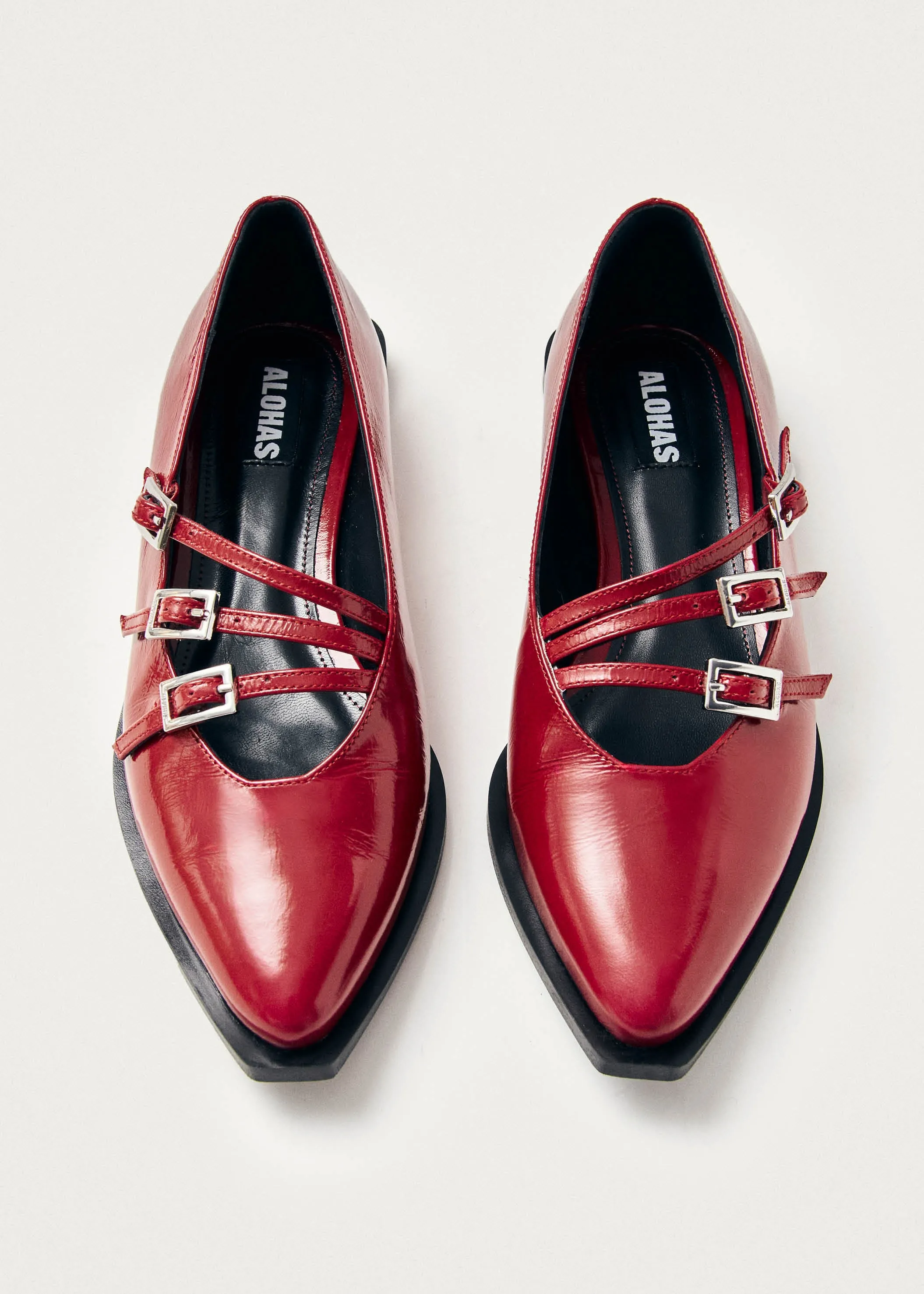 Jive Onix Red Leather Ballet Flats