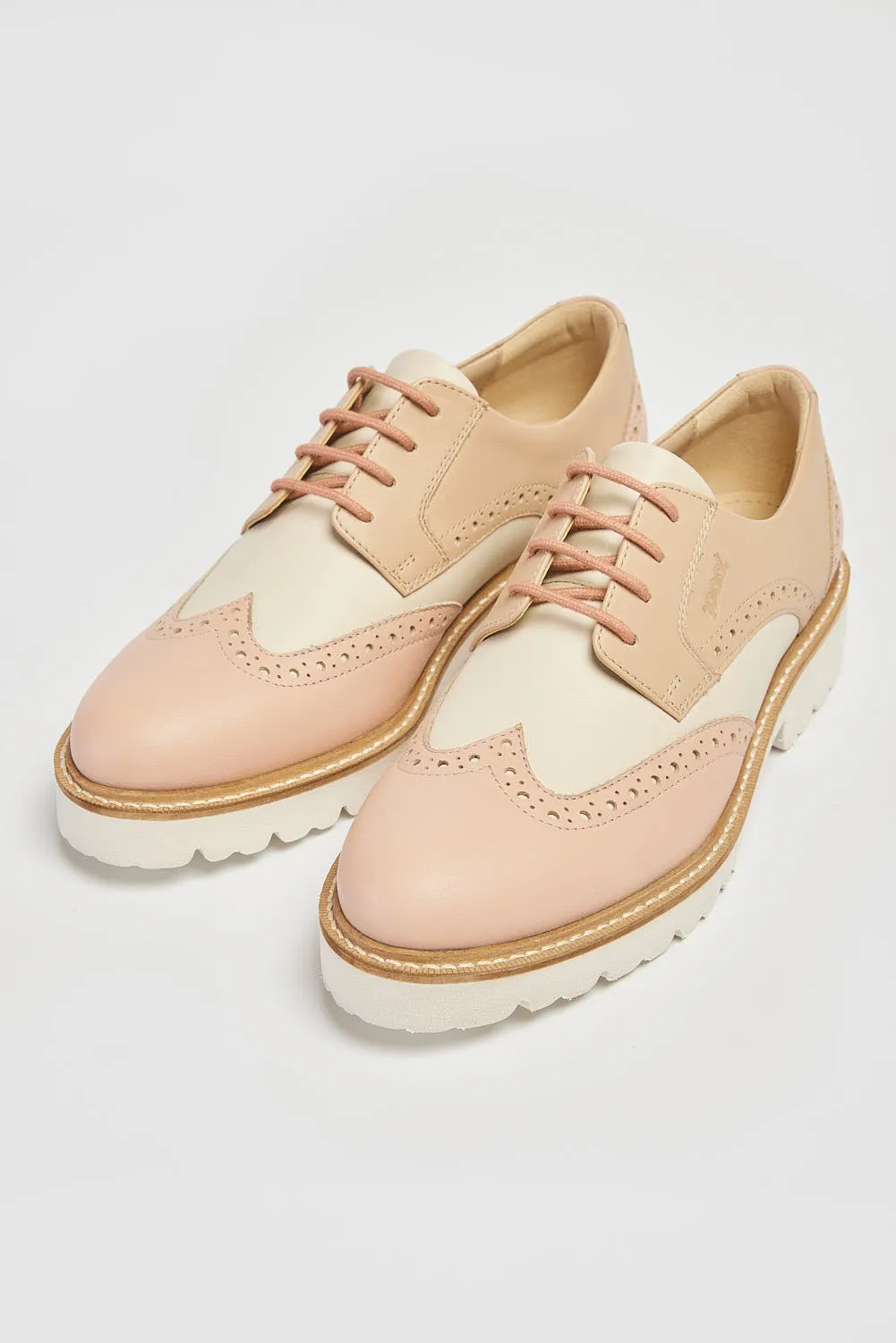 Ladies Lace Up Brogues Pod Leather Ladies Shoes Pink Kortney sale