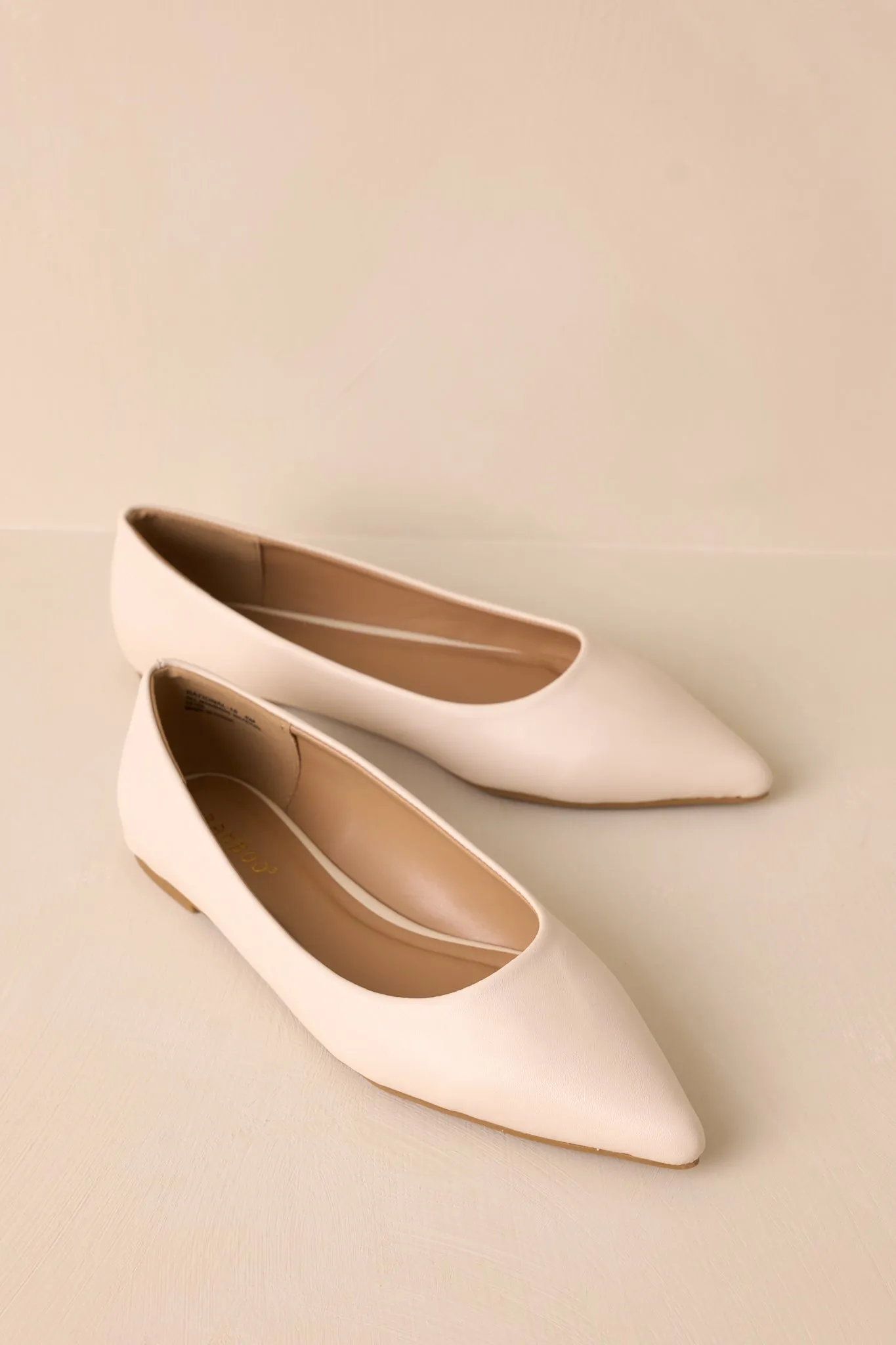 Look Impressed Ivory Pointed-Toe Ballet Flats