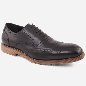 Men " JAKE" Black & Tan Leather Lace Up Shoes