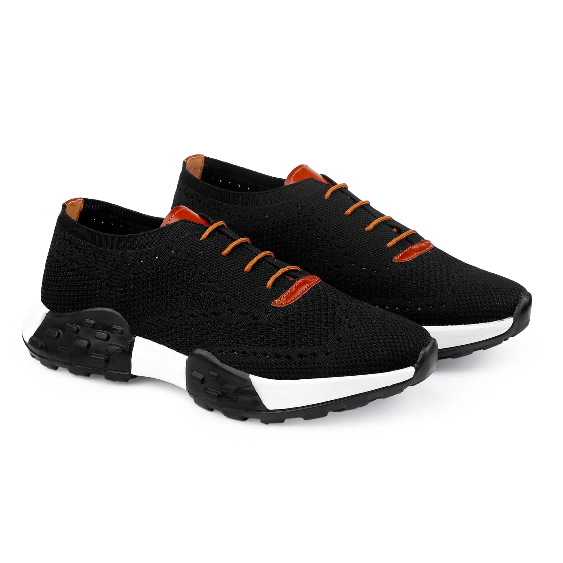 Men's Knitted Upper Casual Brogues Lace-up Running Shoes