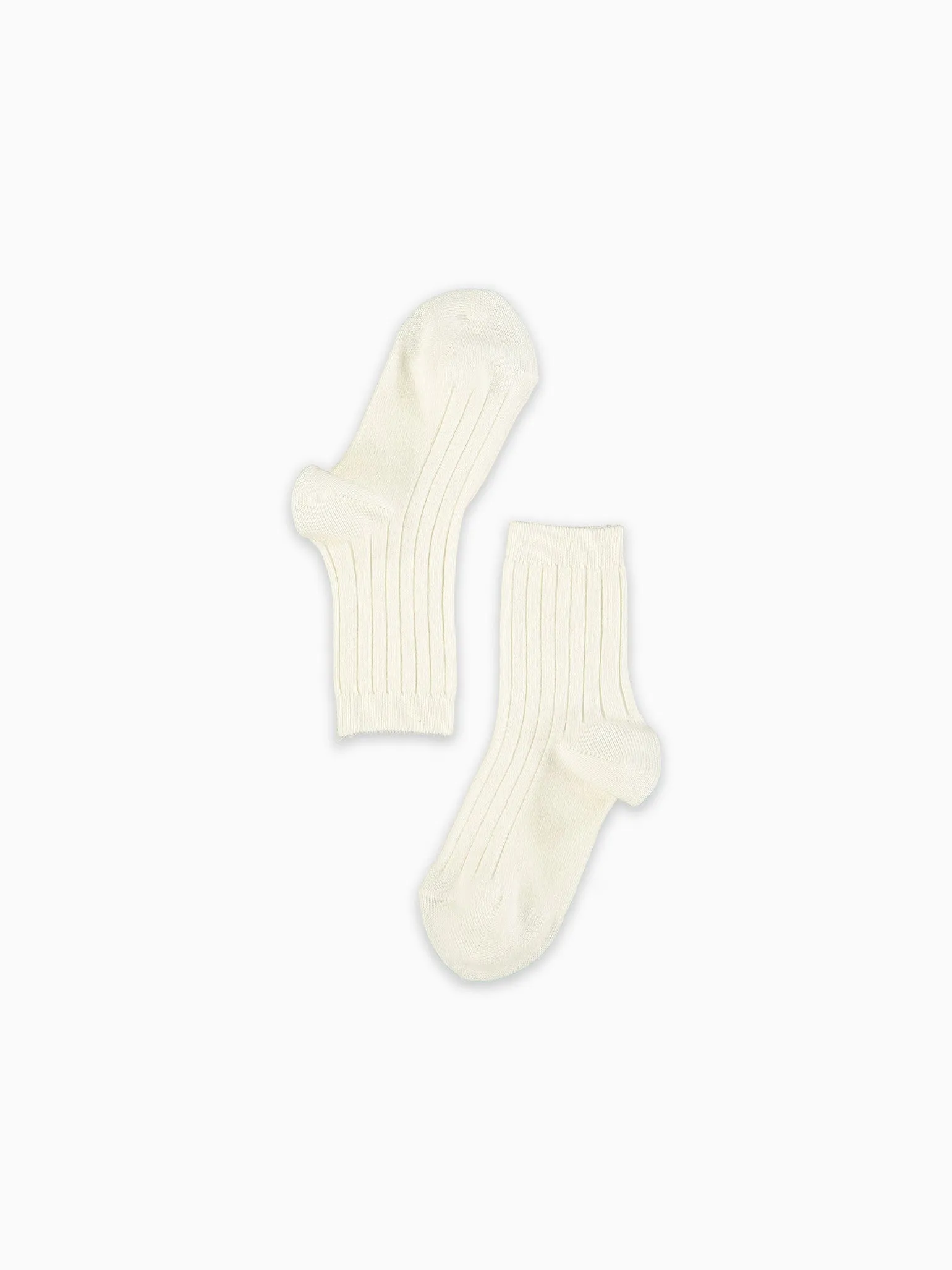 Off White Ribbed Short Kids Socks