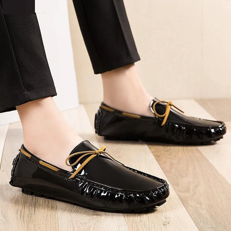 Plus Size 36-48 Mens Loafers Shoes Luxury Patent Leather Casual Peas Shoes