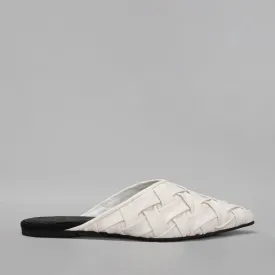 ROLLIE NATION - POINTED MULE - WOVEN WHITE