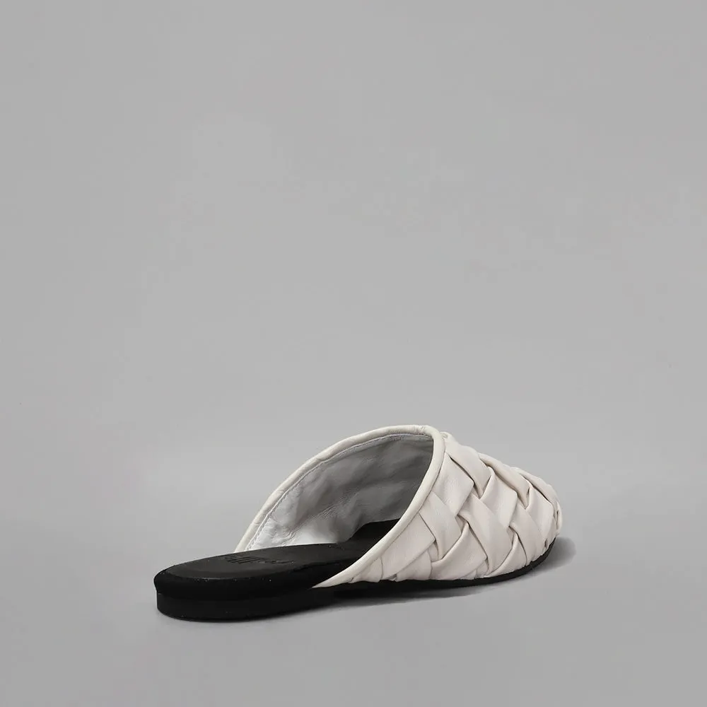 ROLLIE NATION - POINTED MULE - WOVEN WHITE