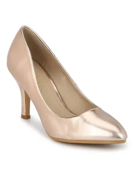 Rose Gold Low Heel Slip On Pump