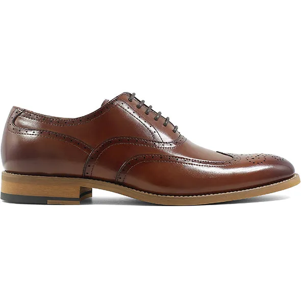 Stacy Adams Cognac Dunbar Wingtip Oxford Shoes