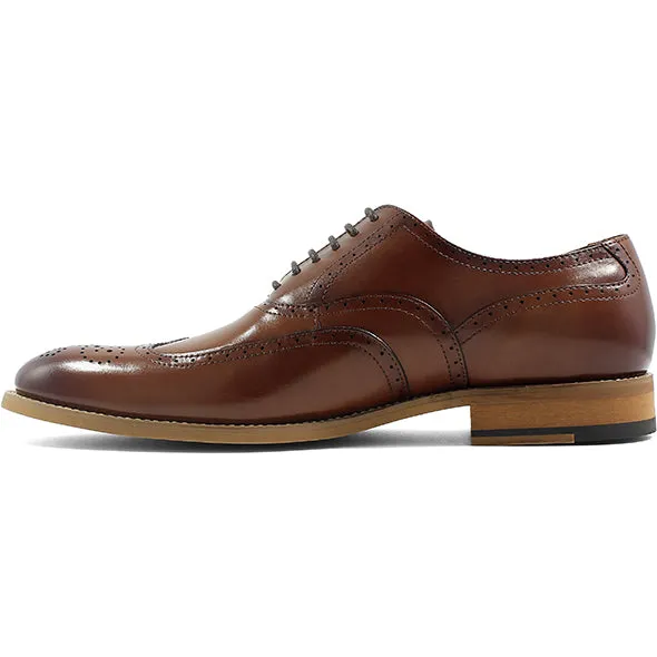 Stacy Adams Cognac Dunbar Wingtip Oxford Shoes