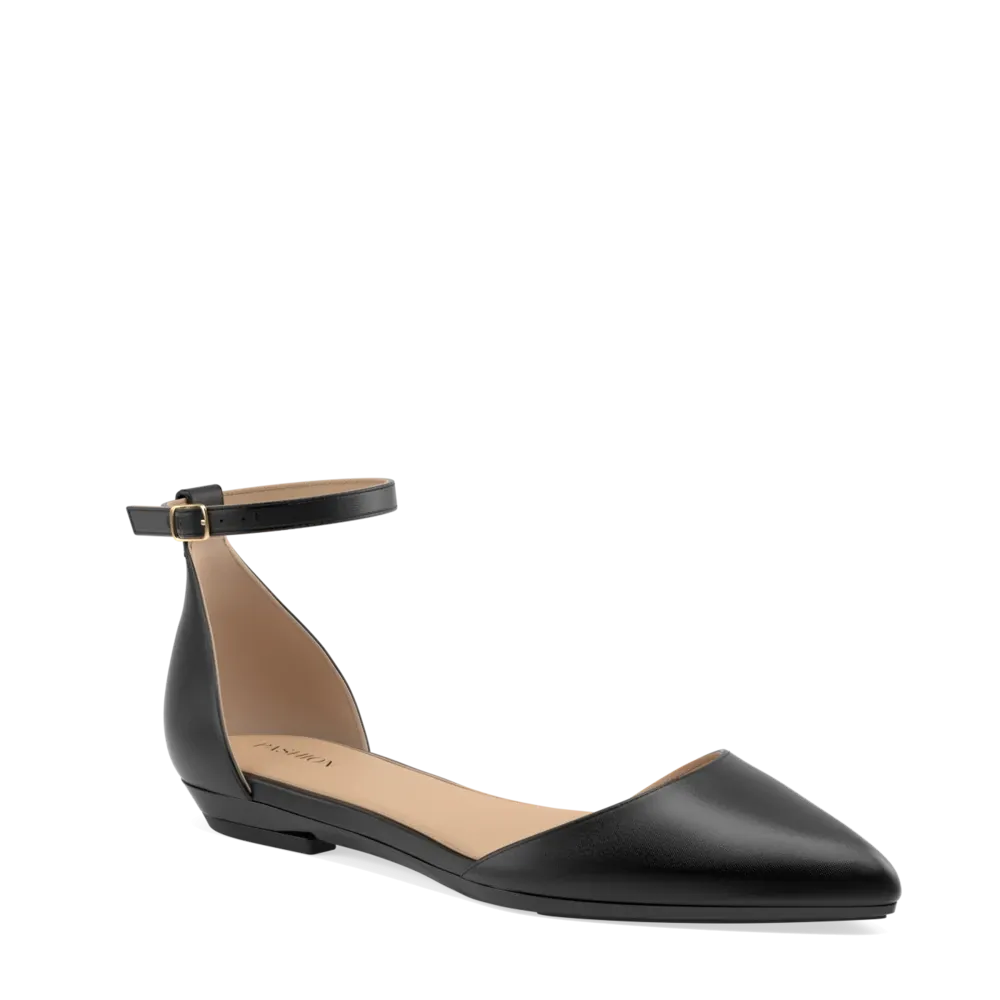 The D'Orsay - Coal Satin Flat