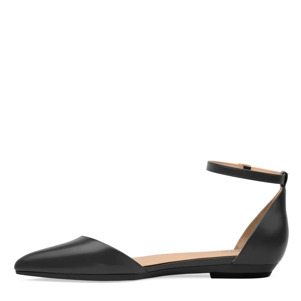 The D'Orsay - Coal Satin Flat